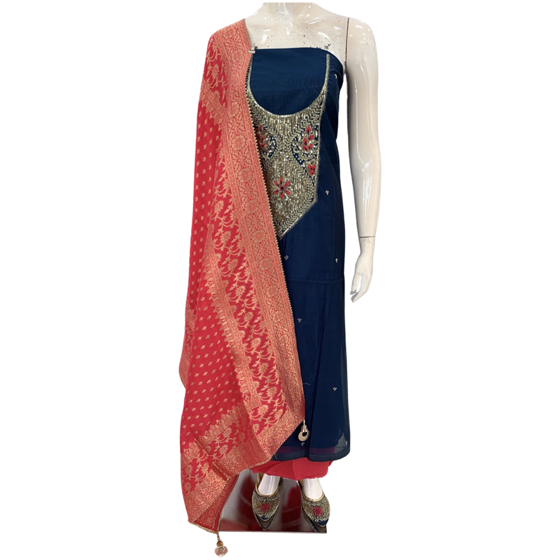 Salwar Kameez Material with punjabi jutti (designer half shoes