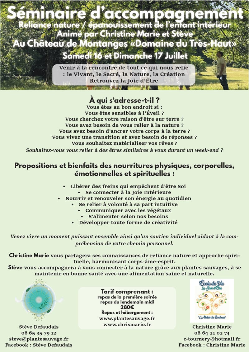 Nouveau !!! Reliance nature / épanouissement de l’enfant intérieur