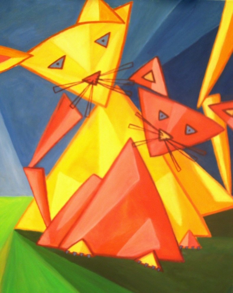 Chats triangles - 100x80