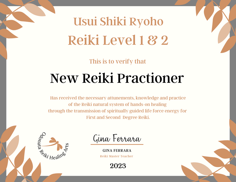 Reiki 1 and Reik 2 Certification- In person and online