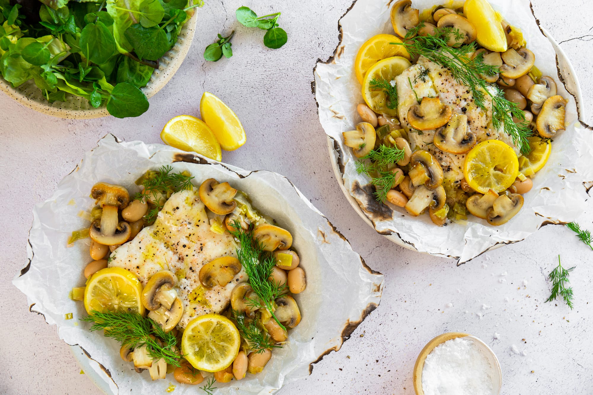 Lemon Butter Kingklip & Mushroom Parcels