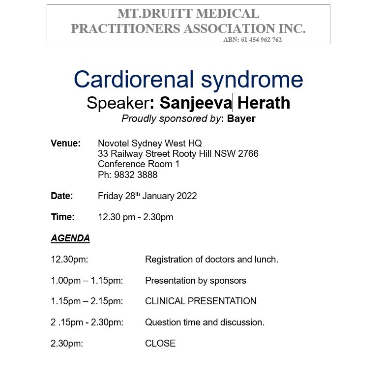 Cardiorenal Syndrome- Dr Sanjeeva Herath