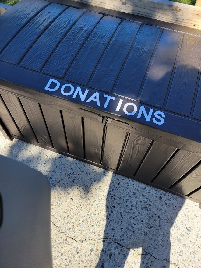 Donation Box on the Porch!