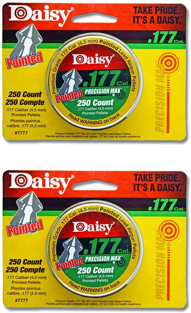 Daisy Outdoor Products 250 ct. Pointed Field Pellets 177 PDQ (Silver, 4.5 mm), 2 Pack Jimmy's