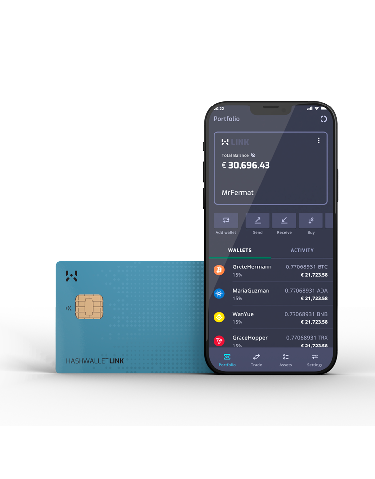 HASHWallet Link, a new smartcard to
securely store cryptoassets