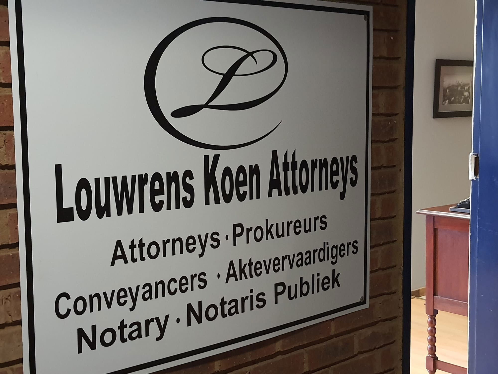 Louwrens Koen Attorneys - Office 4 Second Floor, Northern Pavilion, Loftus Versveld Signage