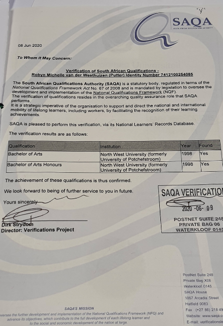 SAQA Verifications