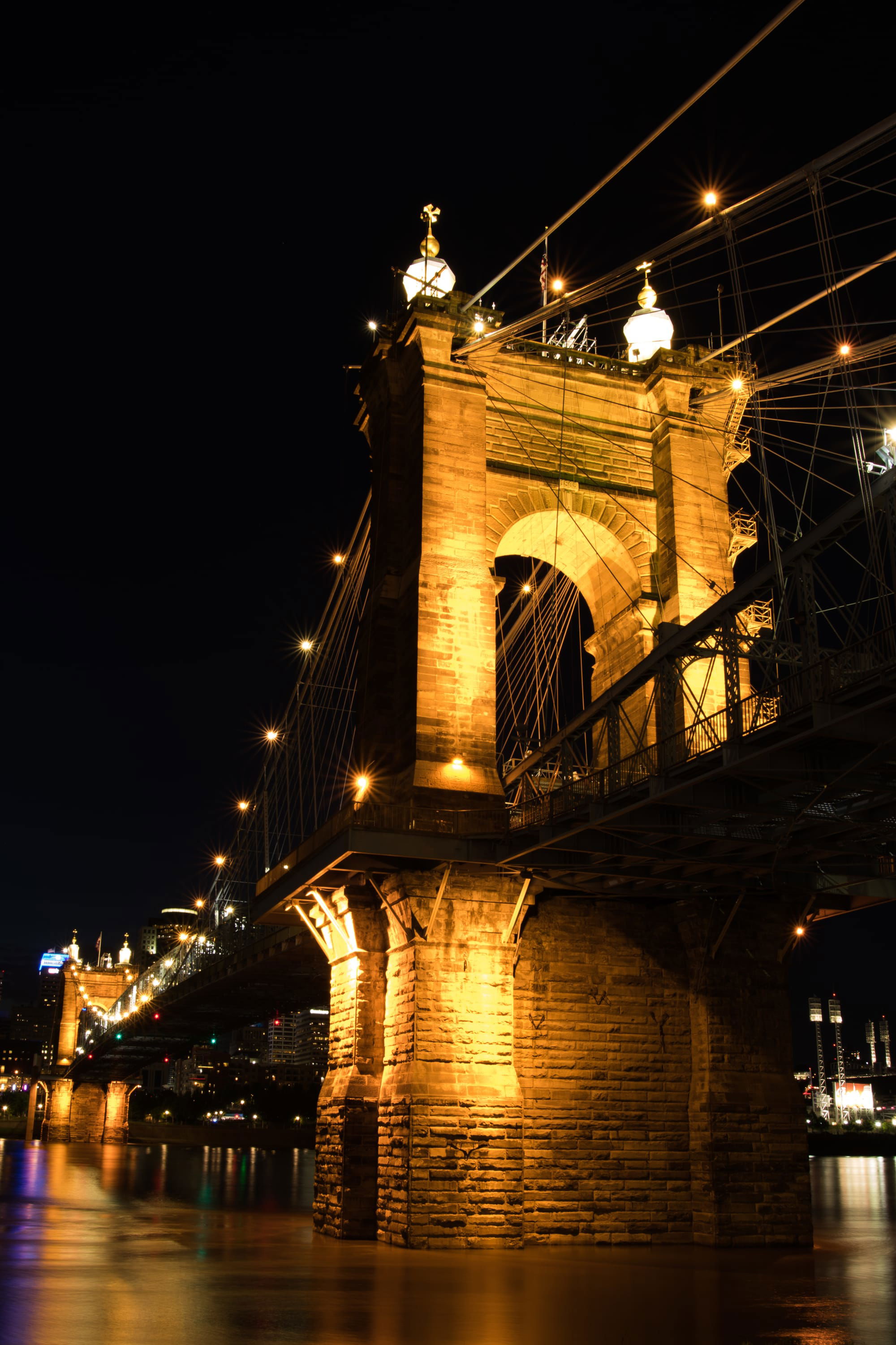 ROEBLING SUSPENSION BRIDGE VIEW FROM COVINGTON, KY