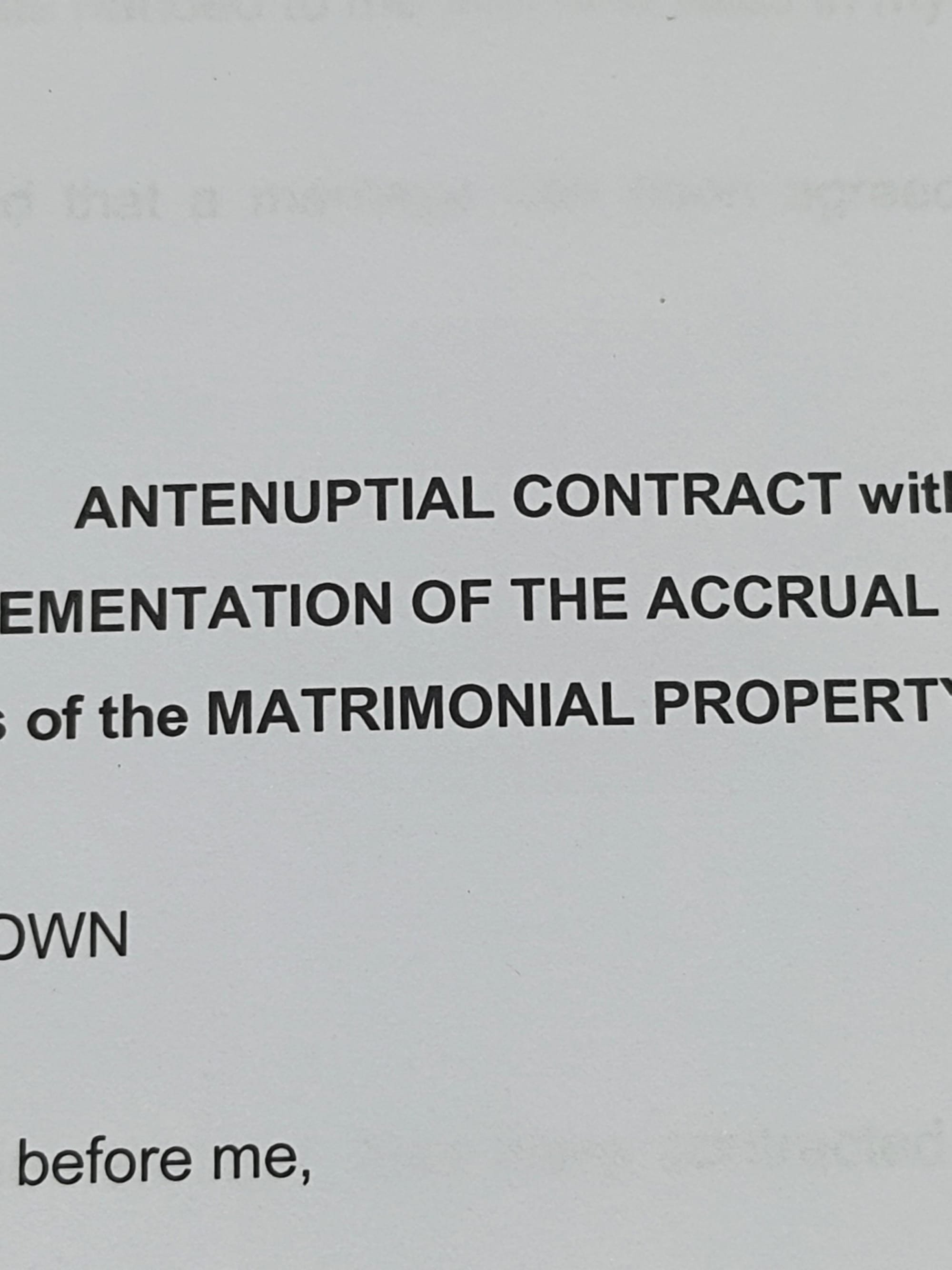 Antenuptial Contract with Accrual.