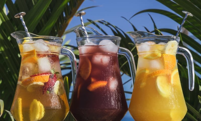 RED SANGRIA - Made with Red Wine, Brandy, Banana Liqueur, Triple Sec, Orange Juice and Fruits