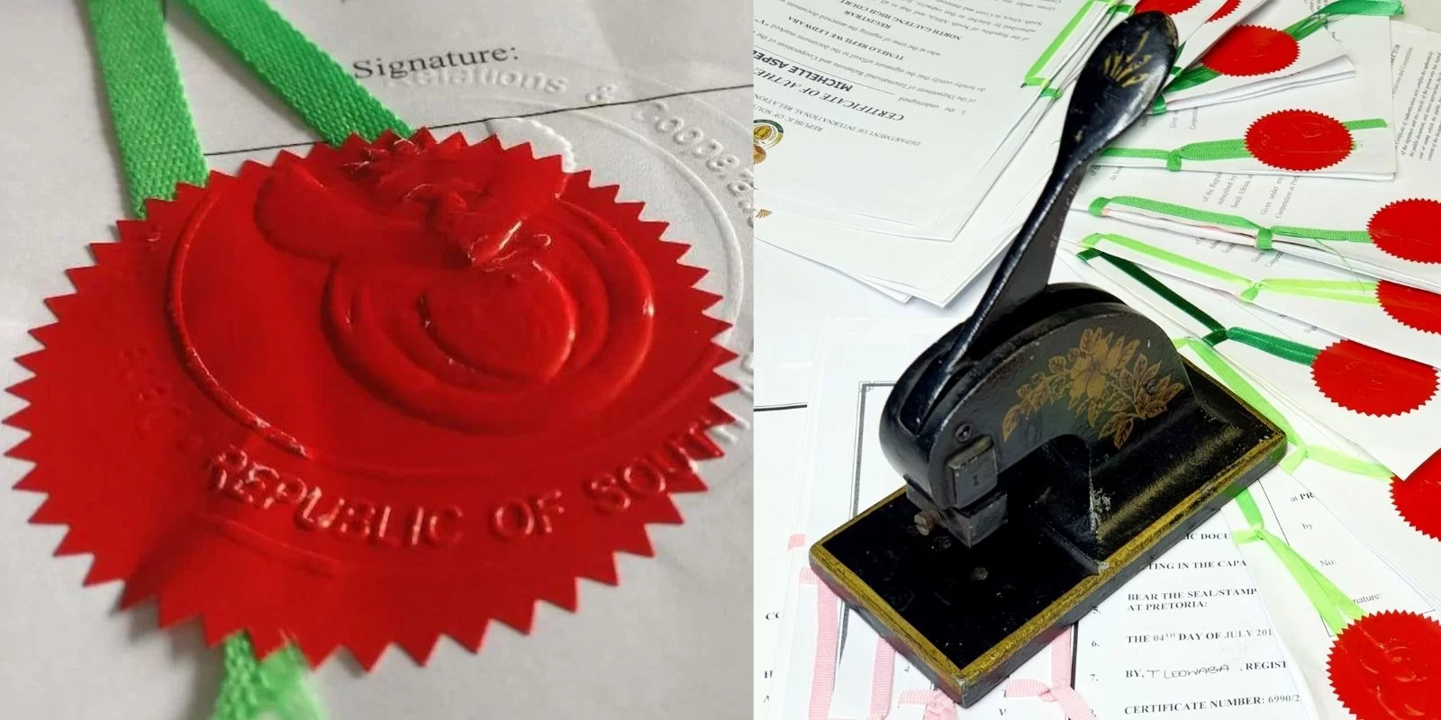 Notary Embossing Stamp and Apostille Red Seal