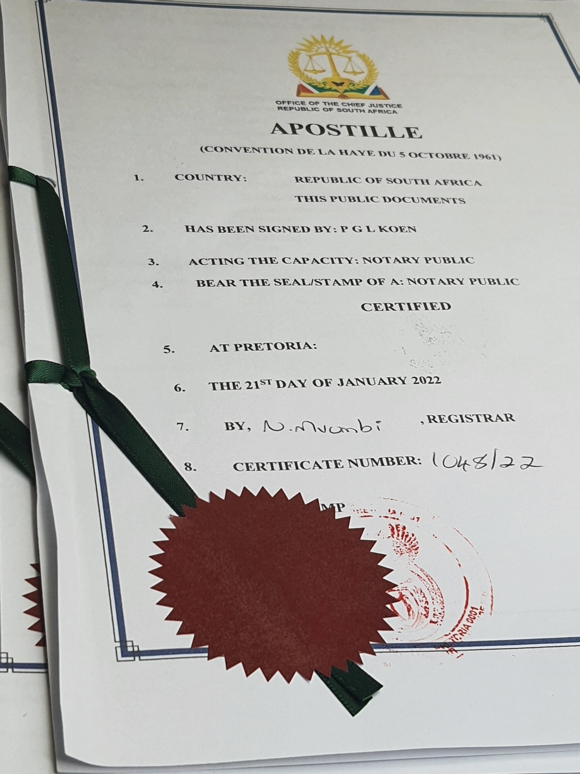 What does Apostille mean?