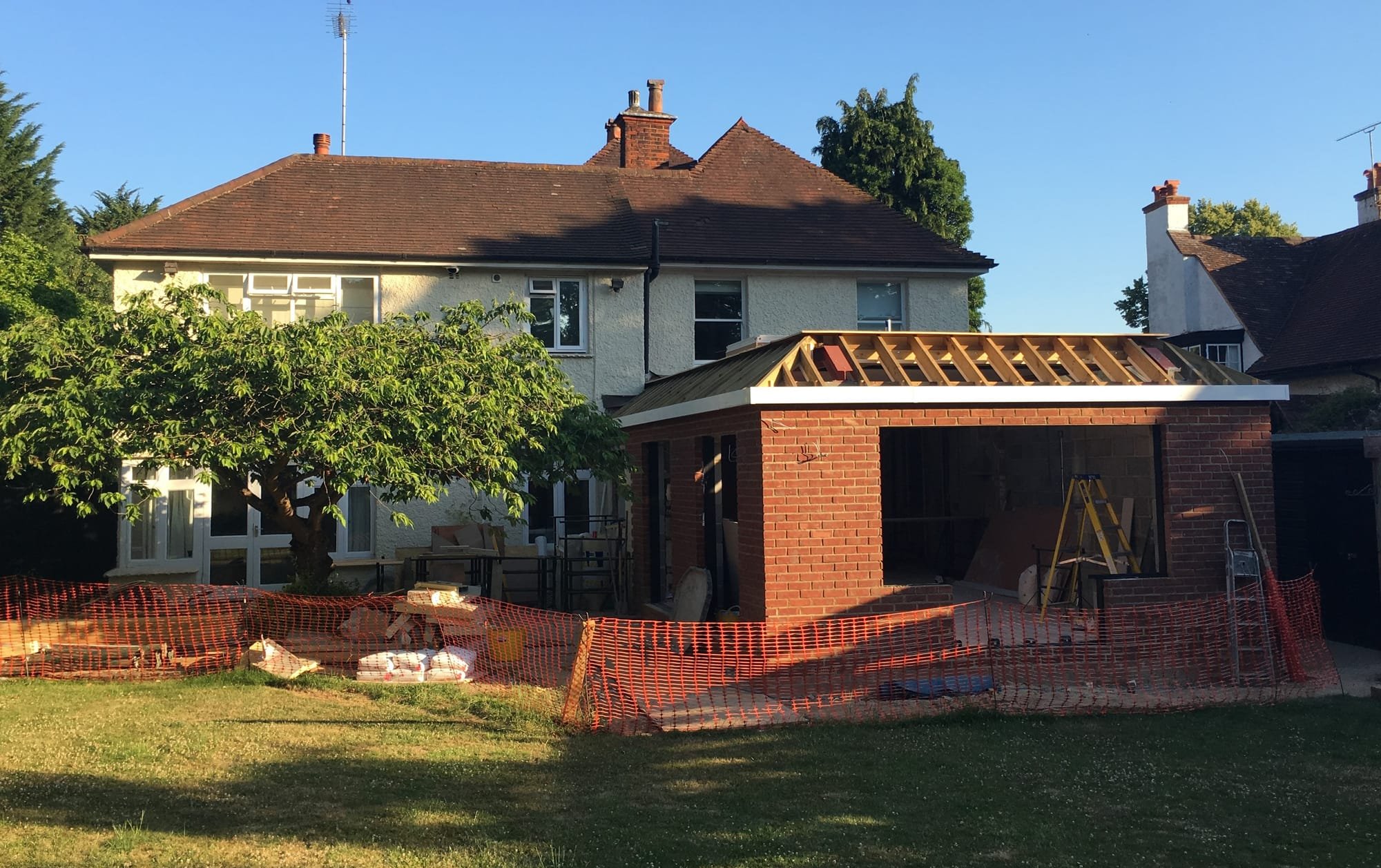 Mid-build on this large Surrey kitchen rear extension.