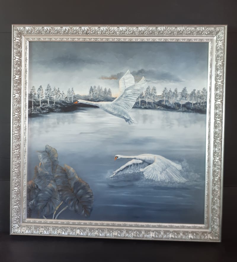 SOLD .... Flight of the Swans