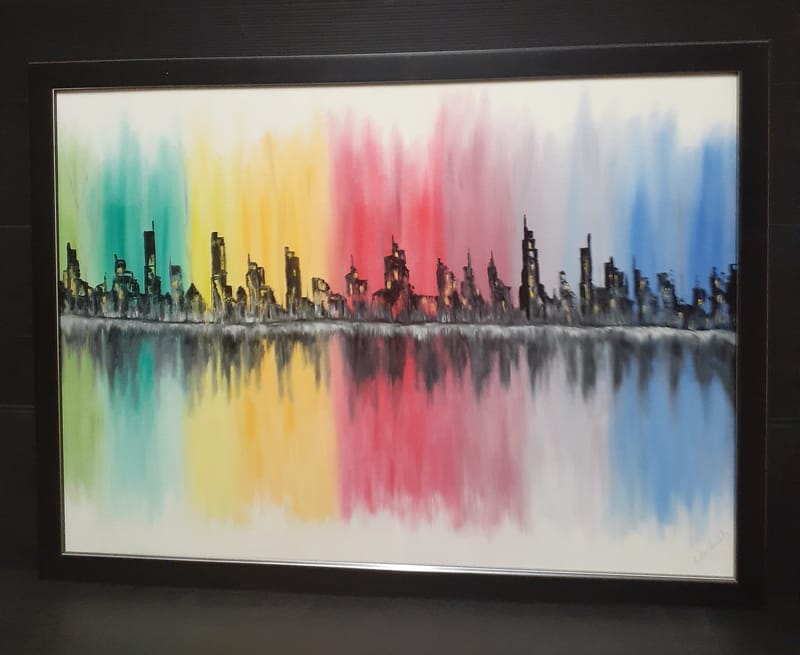 SOLD .... Night Town Reflection