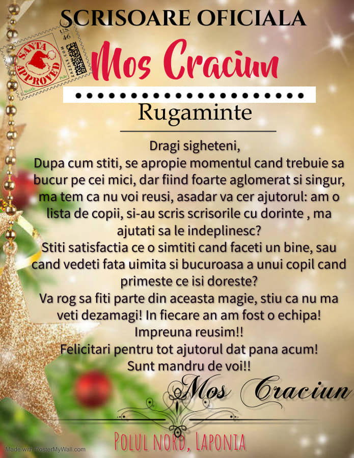 SCRISOARE CĂTRE MOȘ CRĂCIUN