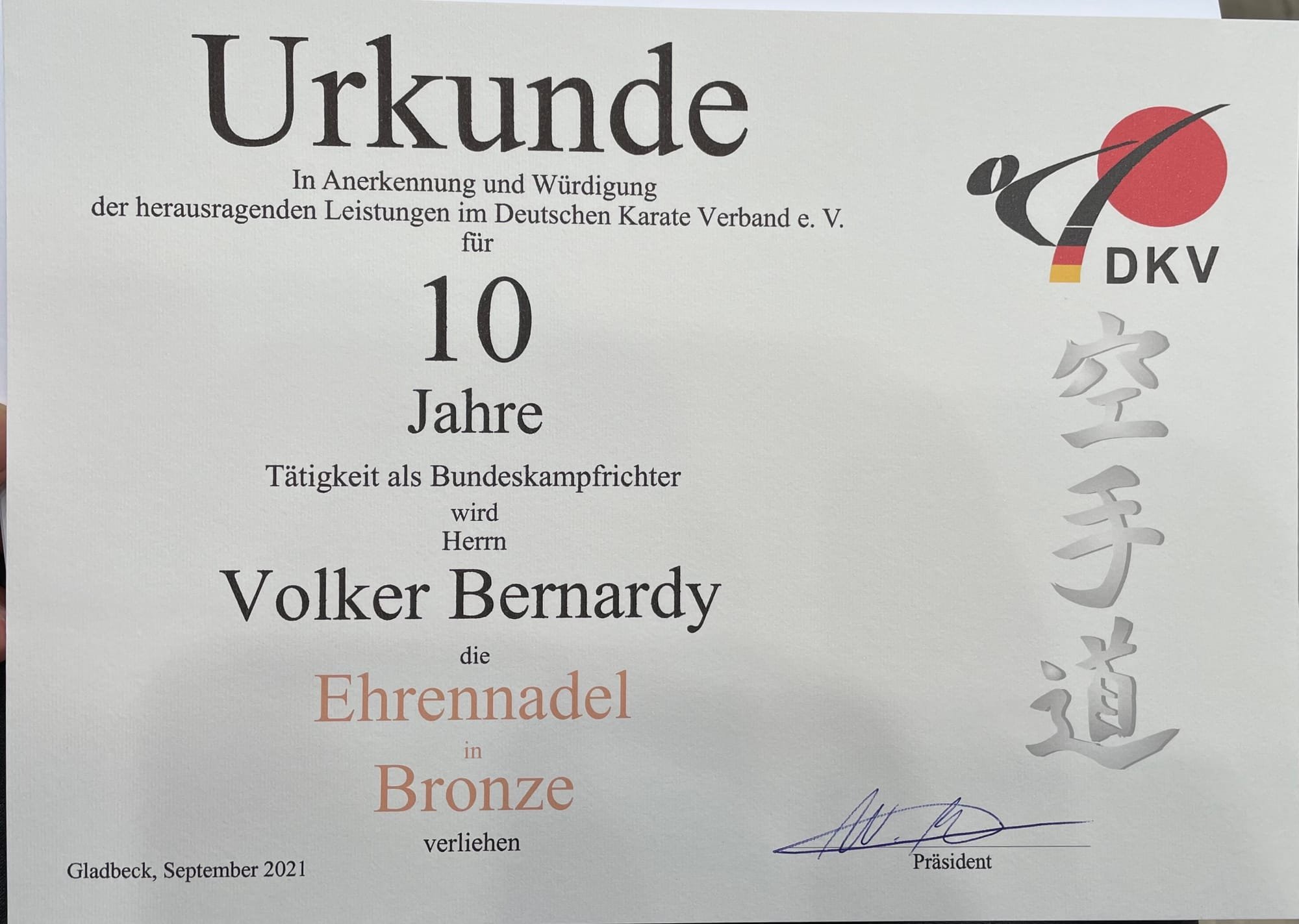 18.09.2021 - DKV Ehrennadel für Volker Bernardy
