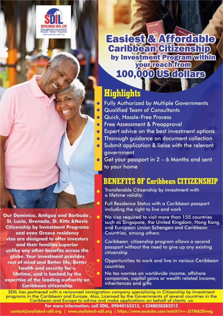 Easiest&Affordable  Caribbean Citizenship by Investment Program within your reach from 100,000 US dollars