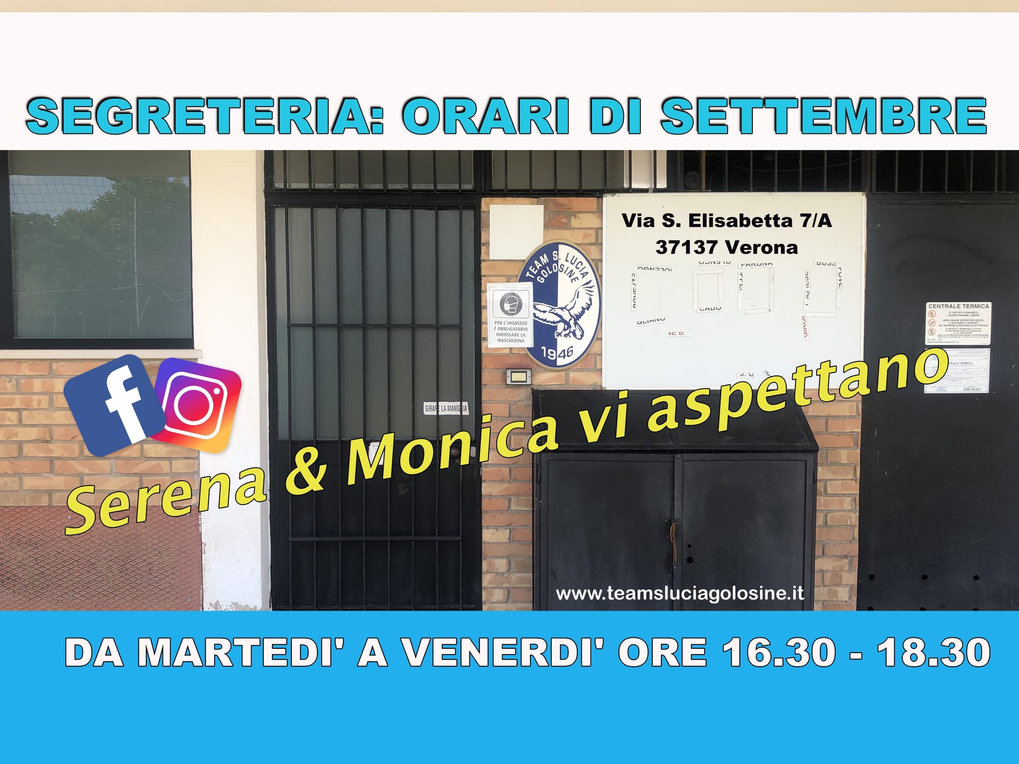 SEGRETERIA: ORARI DI SETTEMBRE