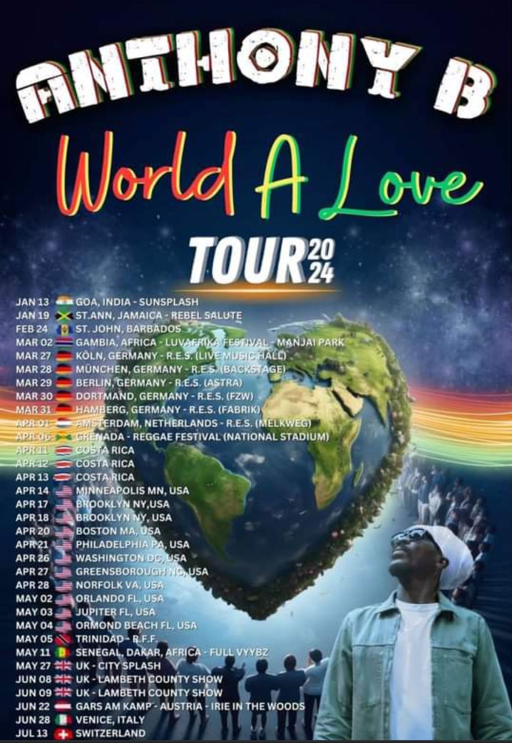 Anthony B Announces The "World A Love Tour 2024" Which Includes Two African Countries.