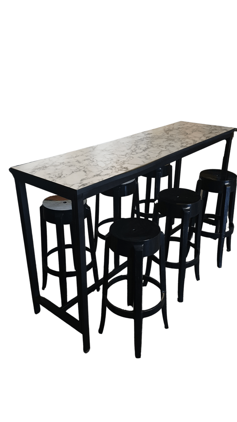 Marble Look Bench Bar Table Hire