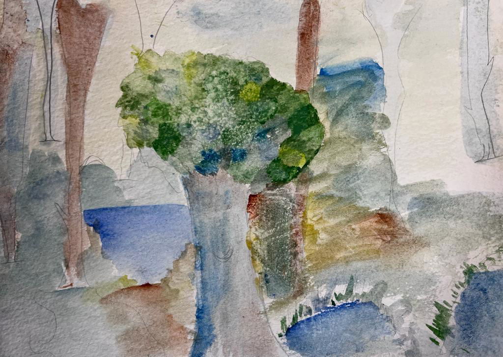 Year 6 watercolour landscapes from plain sketching.