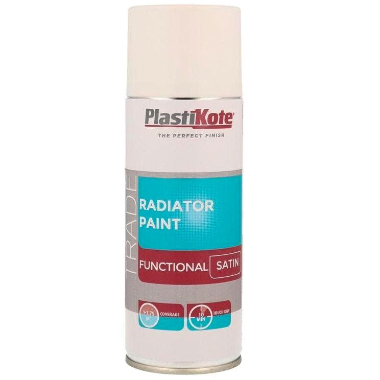 Radiator Paint White Satin / Gloss 400ml Aerosol By PlastiKote