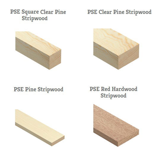 PSE Clear Pine Stripwood, Dark Hardwood In Various Sizes 2.4mts Long