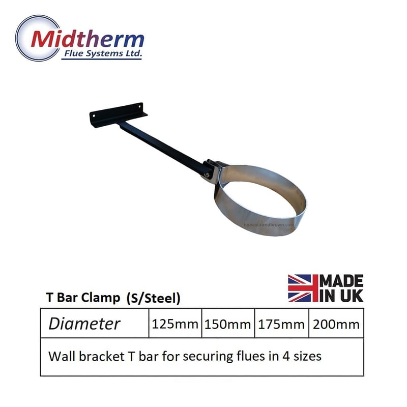 Flue Pipe T Bar Adjustable Wall Brackets