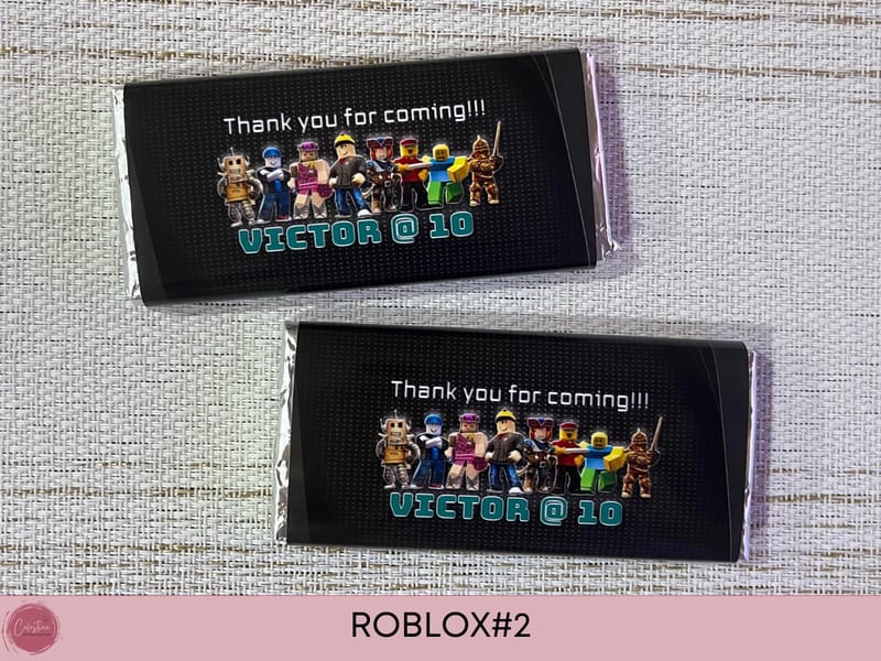 personalised chocolate bars, minecraft chocolate bars, party favours
