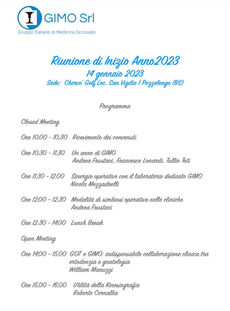 Riunione di inizio anno 2023