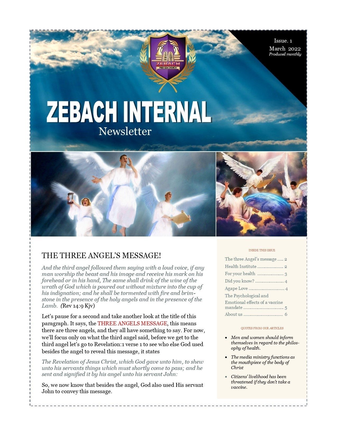 ZEBACH INTERNAL NEWSLETTER (Issue 1)