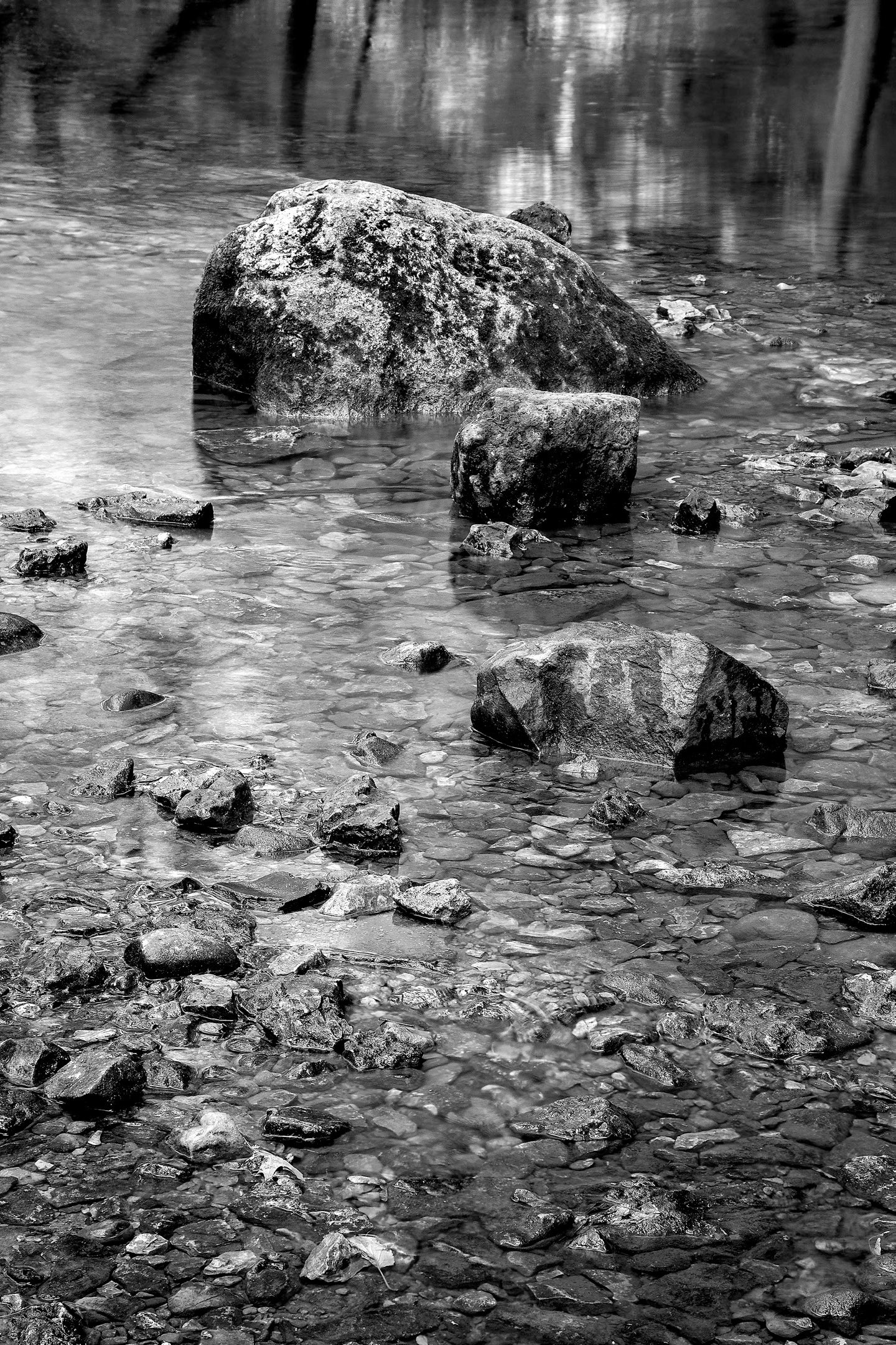 rocks on the water like broken glass