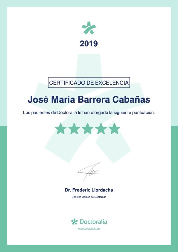 Certificado de excelencia 2019 de Doctoralia