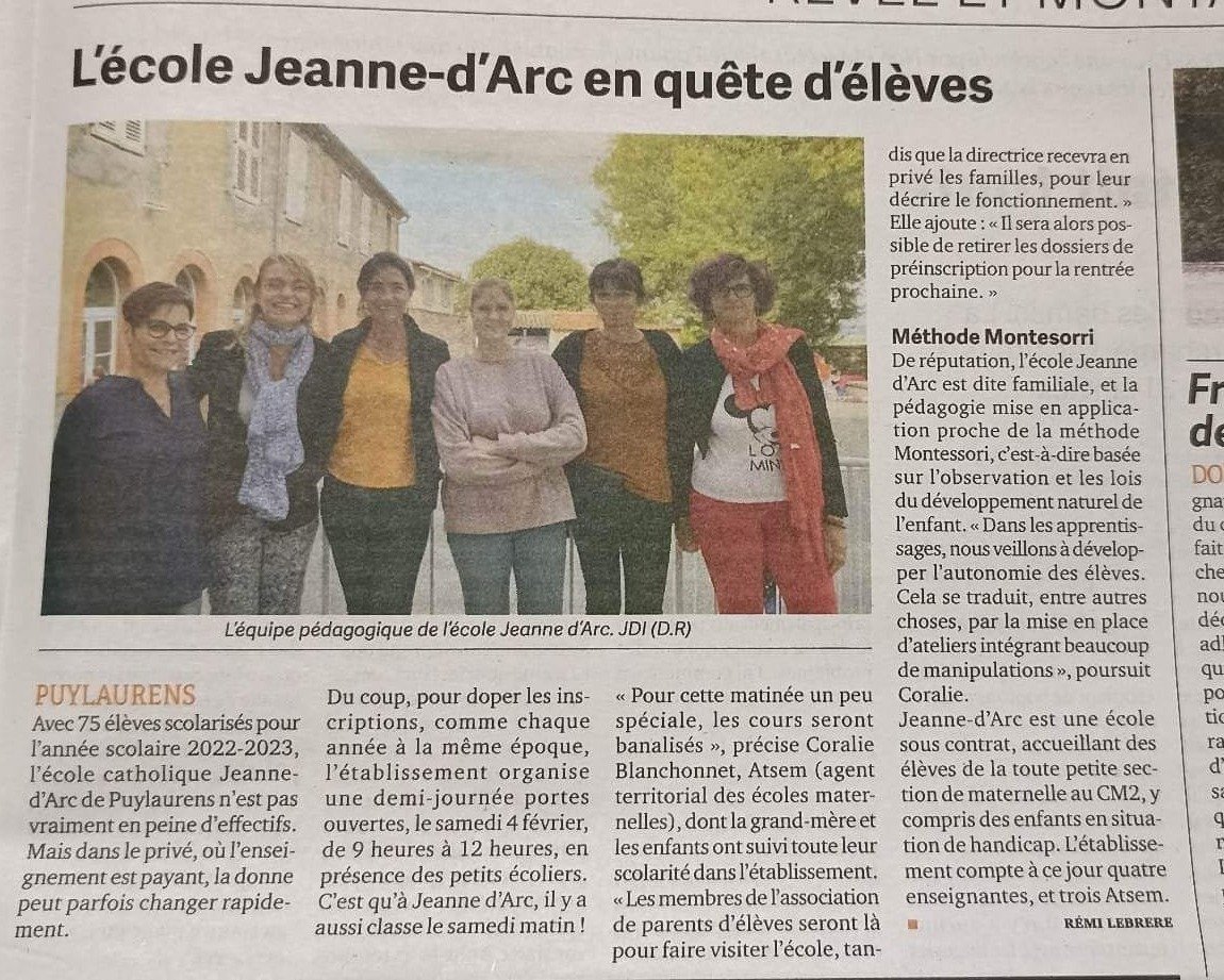 L'école Jeanne d'Arc en quête d'élèves
