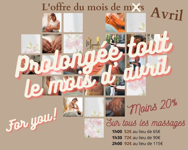 Offre promotionnelle avril 2023  Manalî massage