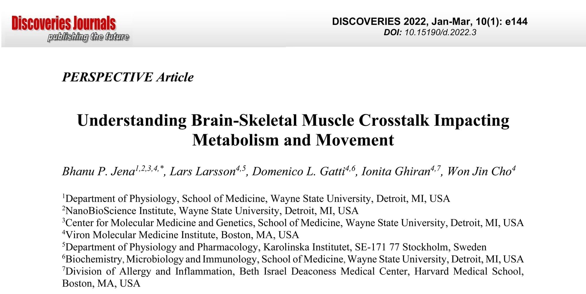 Viron MMI Members Publish Perspective on “Metabolism & Movement”