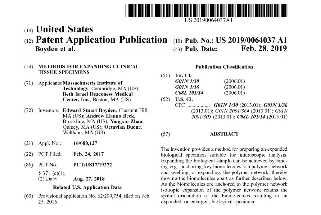 Patent: Methods for Expanding Clinical Tissue Specimens