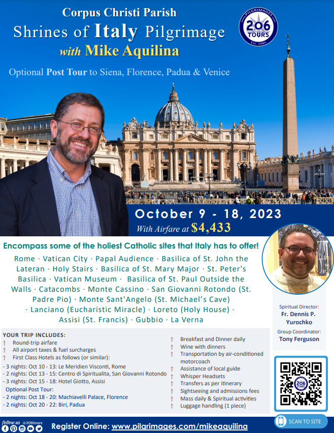 October 2023 Pilgrimage to Italy