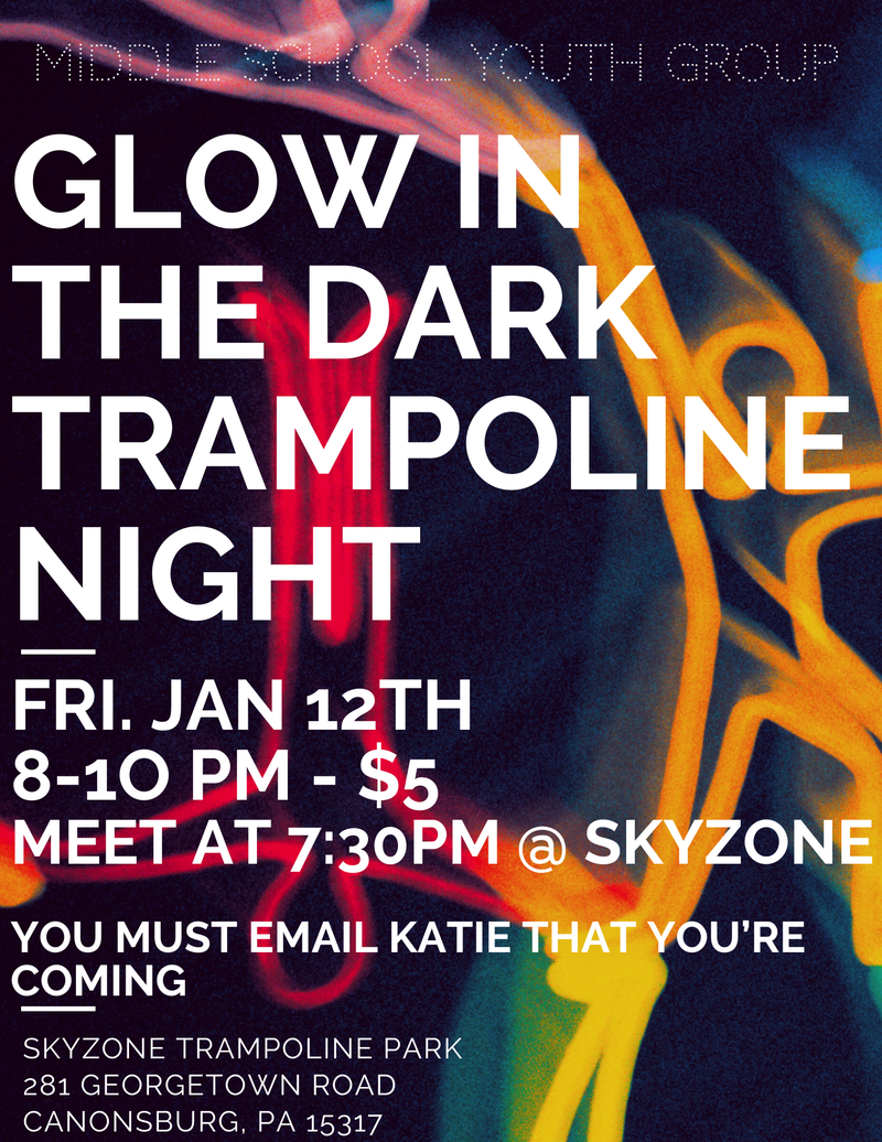 Middle School Glow Trampoline Night