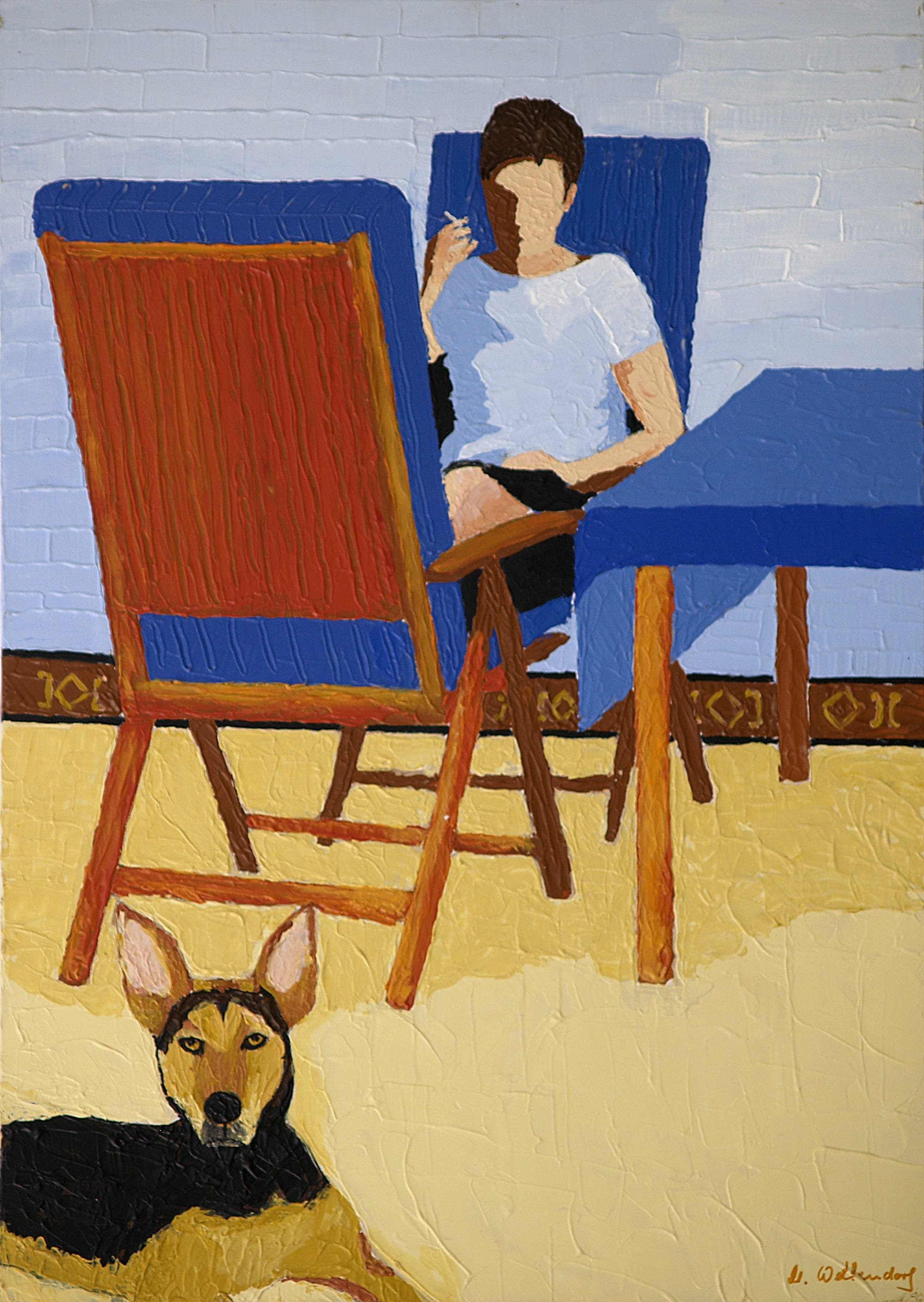 Maren Wellendorf , Terrasse mit Hund