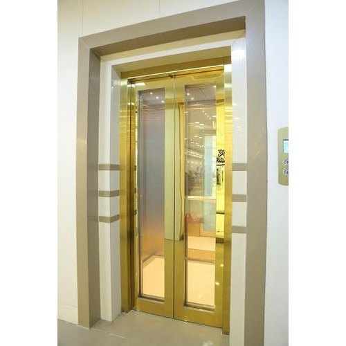 Center Opening Door - Gold Mirror Stainless Steel frame - 2 Glass Panels