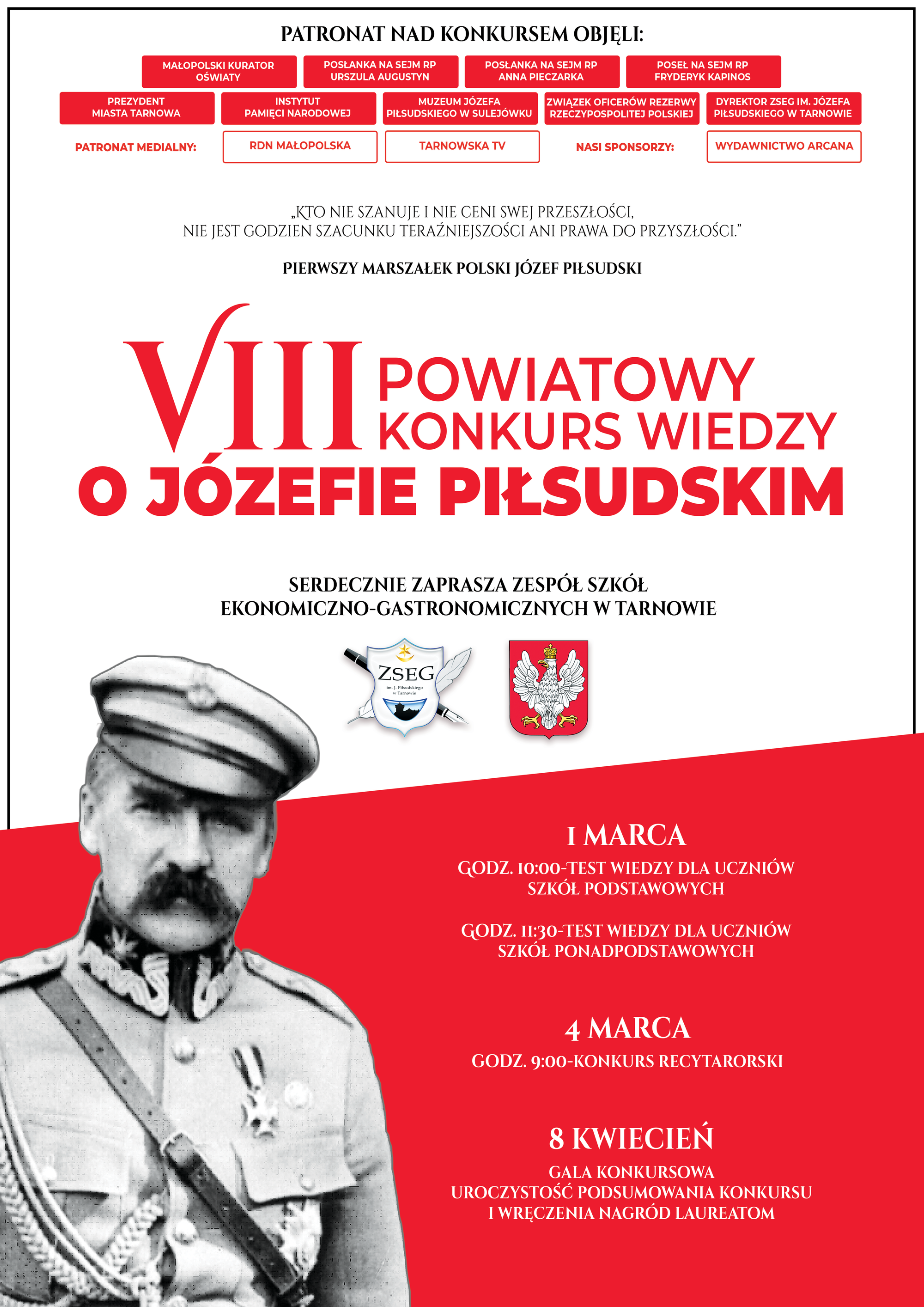 grudzień - kwiecień 2022 r. - Powiatowy Konkurs wiedzy o Józefie Piłsudskim