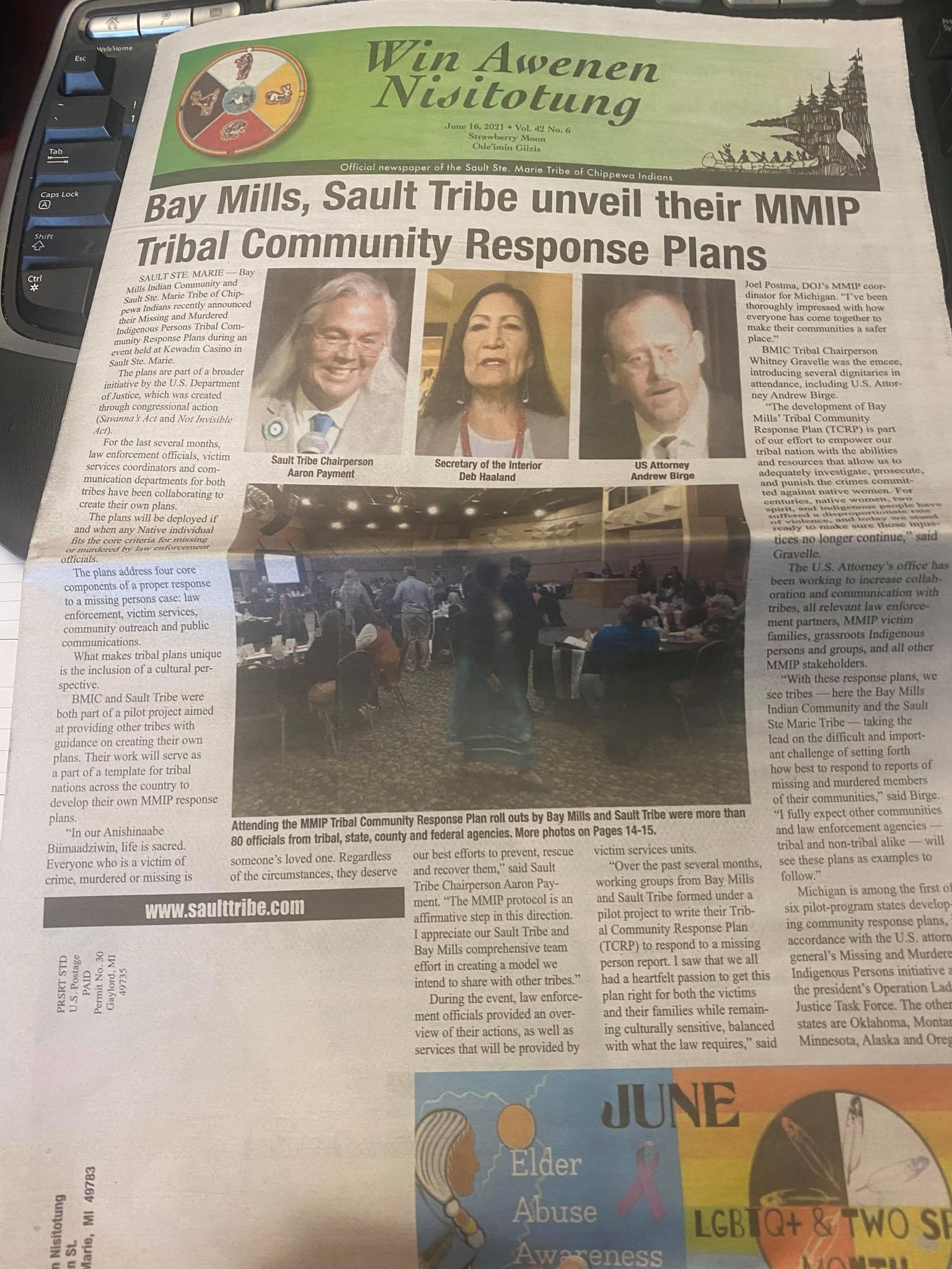Tribal Community Response Plan makes front page!