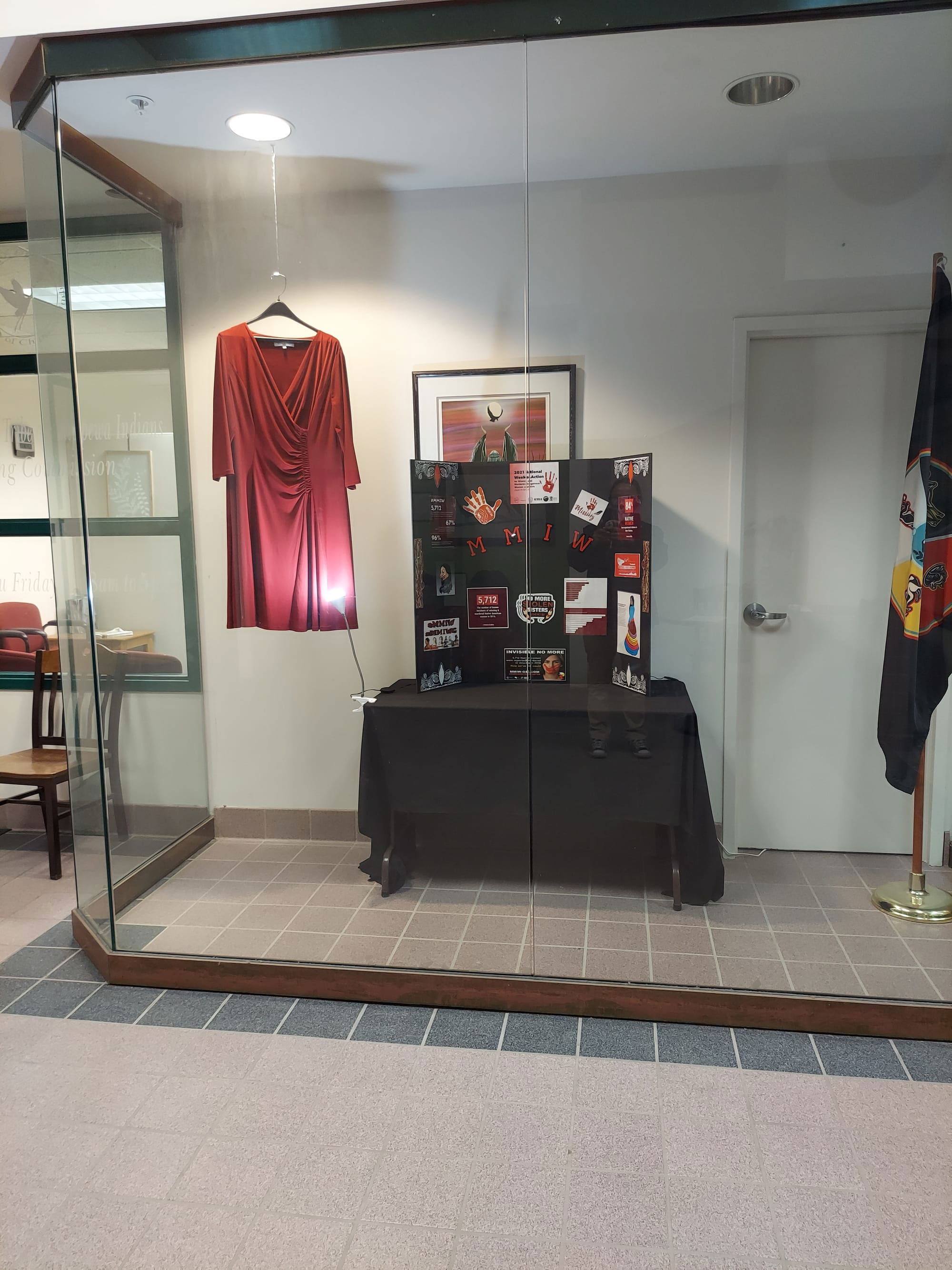 Red Dress Display at Gaming Commission
