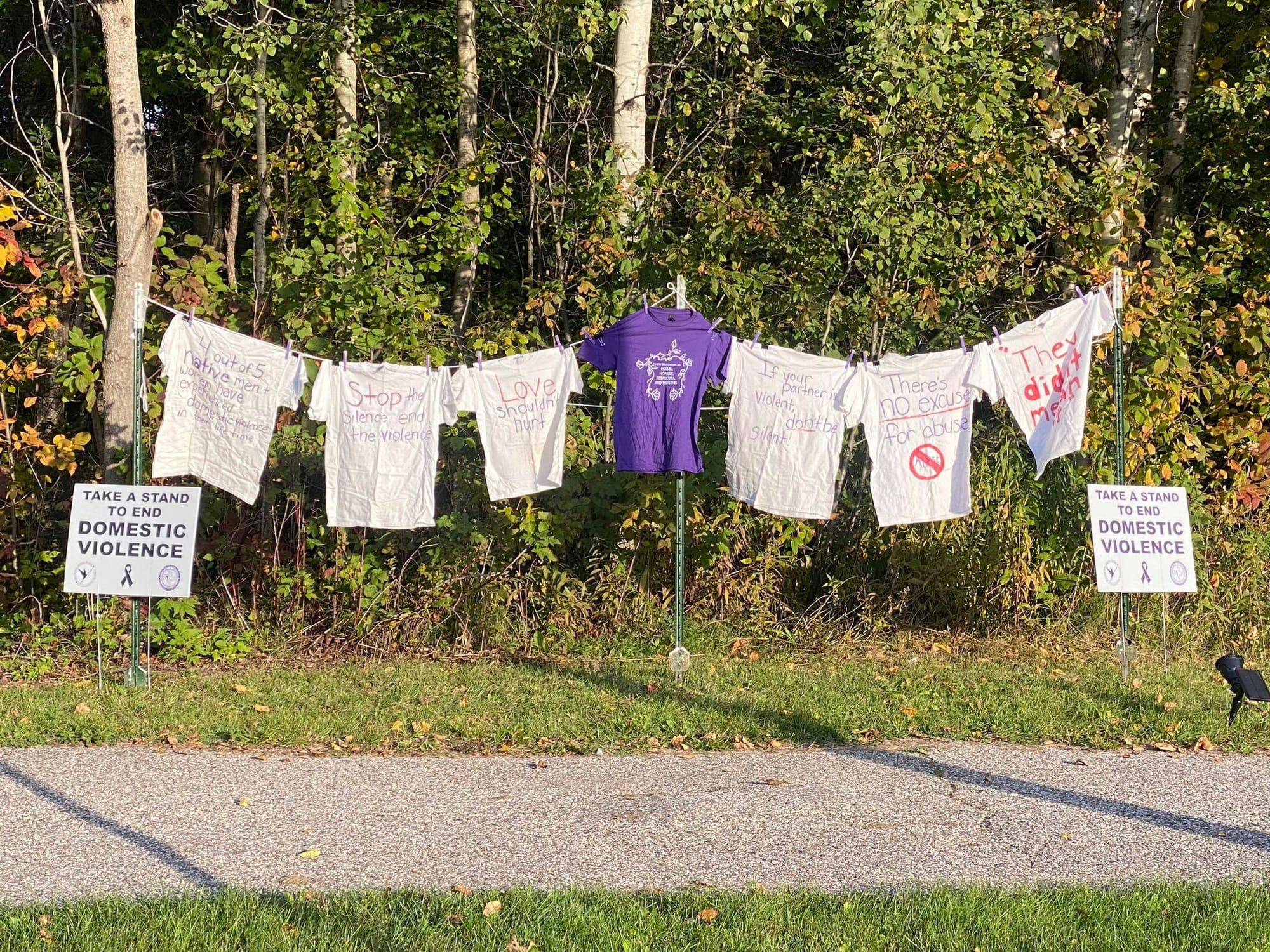 October is Domestic Violence Awareness Month Clothesline Project on Shunk Road