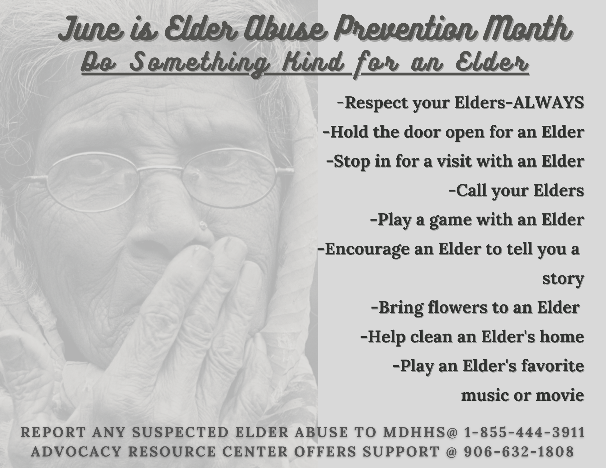 June is Elder Abuse Awareness and Prevention Month