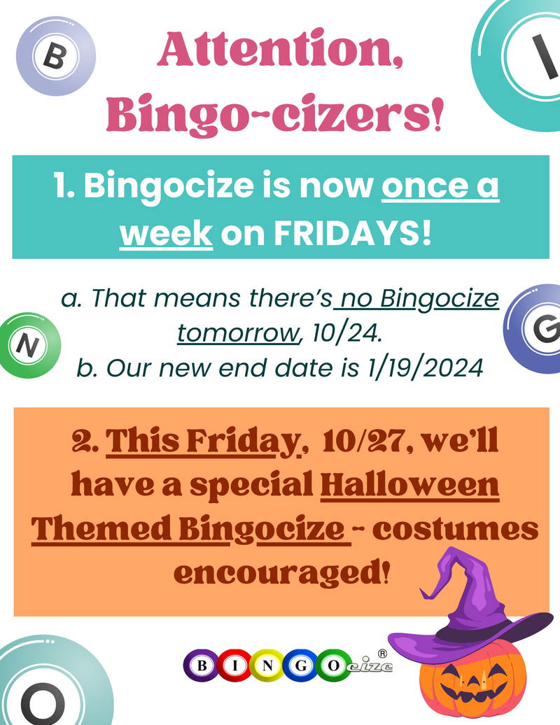 Bingocize - Now Fridays only!