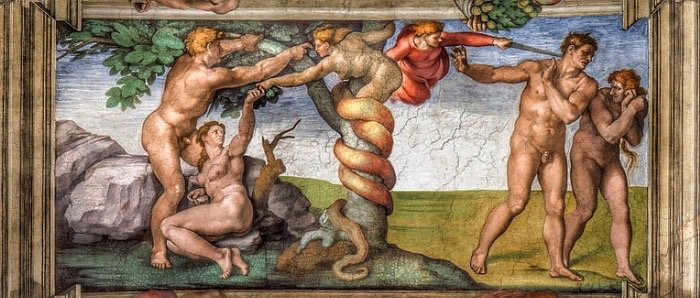 14. Expulsión del paraíso de Adán y Eva. Miguel Ángel, capilla Sixtina. S. XVI