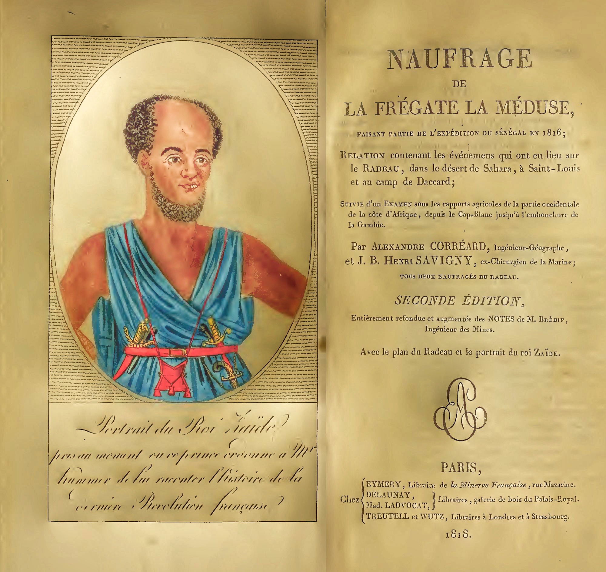 13. Portada del relato del naufragio de La Medusa, por Corréard y Savigny. 1817.